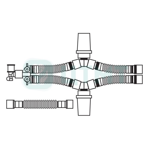 Контур дыхательный аппарата ИВЛ, одноразовый детский 15 мм 1,6 м, 2 влагосб., лимб 0.8 м, B-75116s