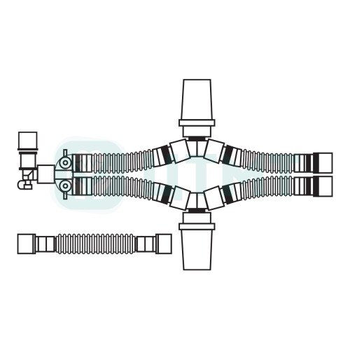 Контур дыхательный аппарата ИВЛ, одноразовый взрослый 22 мм 1,6 м, 2 влагосб., лимб 0,8 м, FS75016E