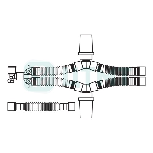 Контур дыхательный аппарата ИВЛ, одноразовый детский 15 мм 1,5 м, 2 влагосб., лимб 0.75 м