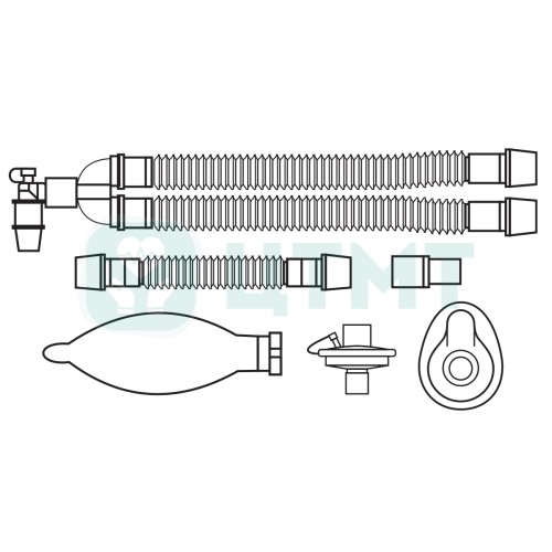 Контур дыхательный анестезиологический одноразовый 22 мм 2 м с мешком 3 л лимб, фильтр, маска