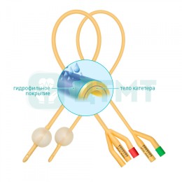 Катетер Фолея двухходовой, Ch/Fr 24, объем баллона 30 мл