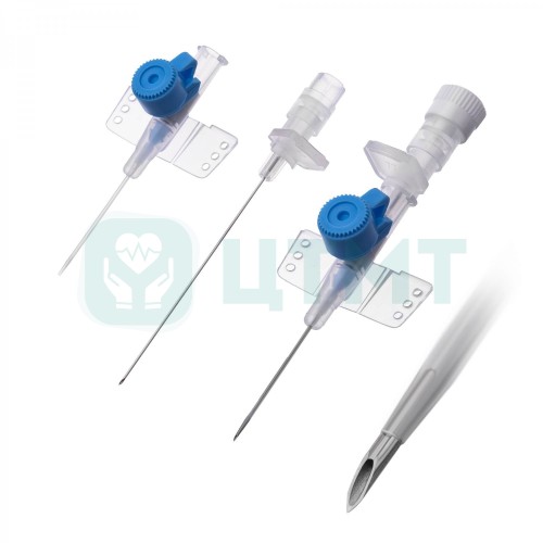 Катетер в/в с перфорированными крыльями и инъекционным портом с самозащелкивающейся крышкой, 17G, тефлон