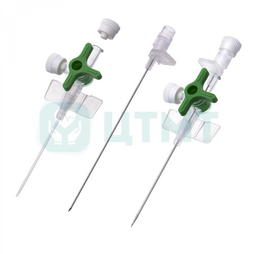 Катетер в/в с перфорированными крыльями и инъекционным портом с самозащелкивающейся крышкой, 17G, тефлон