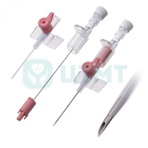 Катетер в/в с перфорированными крыльями и инъекционным портом с самозащелкивающейся крышкой, 17G, тефлон