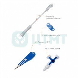 Набор для перкутанной нефростомии: Катетер "Pigtail" 8Fr длина 30 см, со струнным замком; Игла пункционная, Игла Чиба, Дилататор, Струна J-тип