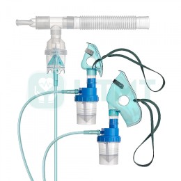 Набор для проведения аэрозольной терапии, в составе:- маска аэрозольная размер L, стандартная;- коннектор;- небулайзер 6 мл;- соединительная трубка