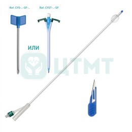 Набор для надлобковой цистостомии MetalCyst, в комплектации - Катетер Фолея двухходовой силиконовый 12Ch/Fr; - Троакар-канюля расщепляющаяся 12 см