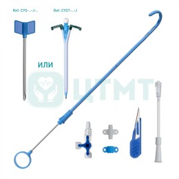 Набор для надлобковой цистостомии MetalCyst, в комплектации: - Катетер с J-образным наконечником 12 Fr/Ch; - Троакар-канюля расщепляющаяся 12 см