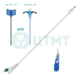 Набор для надлобковой цистостомии PlastiCyst в комплектации: Катетер Фолея двухходовой силиконовый 18Сh/Fr длина 40 см; Троакар-канюля расщепляющаяся;