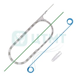 Набор стента мочеточникового BlueSil:-стент двухпетлевой, силиконовый, размер 7Fr длина 28 см; -стальная струна ПТФЭ 0,038"х150 см; -простой толкатель