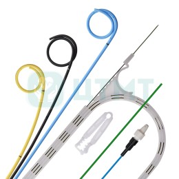 Набор стента мочеточникового BlueSil:-стент двухпетлевой, силиконовый, размер 7Fr длина 28 см; -стальная струна ПТФЭ 0,038"х150 см; -простой толкатель