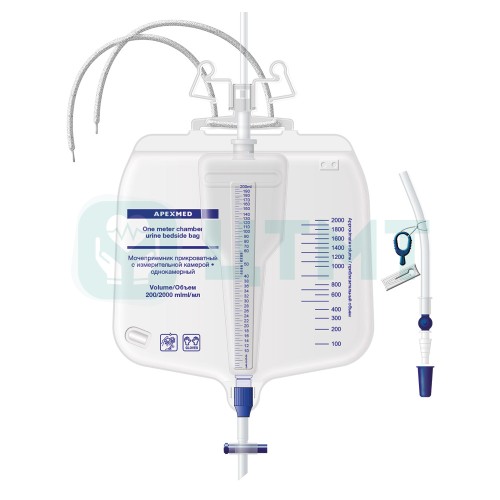 Мочеприемник прикроватный с измерительной камерой, двухкамерный, 400 мл / 2500 мл