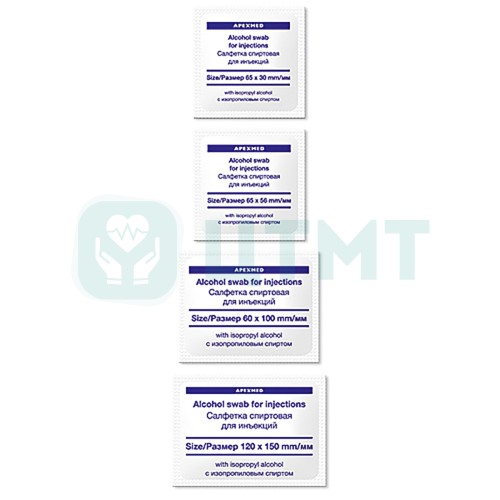 Салфетка спиртовая, 60х100 мм (100 шт уп)