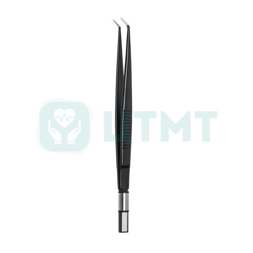 Пинцет биполярный антипригарный, изогнутый, 22.0 см, 1.0 мм