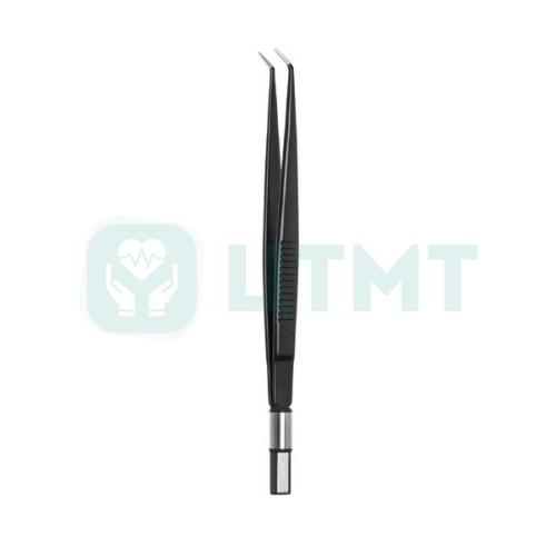 Пинцет биполярный антипригарный, изогнутый, 22.0 см, 2.0 мм