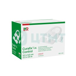 Пластырь Curafix i.v. Control для фиксации канюль и катетеров с элементом для контрфиксации, 5,5 см х 6,5 см