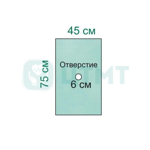 Простыня операц. с отверстием, 2-слойная Raucodrape OR Fenestrated Drape, D = 6 см, 45 х 75 см, 33040