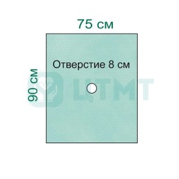 Простыня операц. с отверстием, 2-слойная Raucodrape OR Fenestrated Drape, D = 8 см, 75 х 90 см