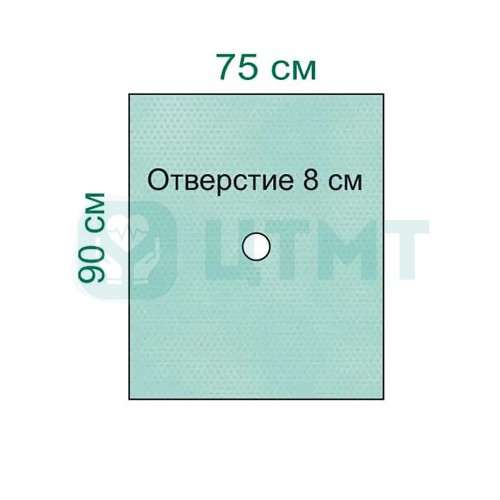 Простыня операц. с отверстием, 2-слойная Raucodrape OR Fenestrated Drape, D = 8 см, 75 х 90 см, 33042
