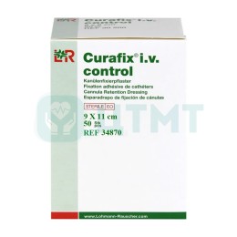 Пластырь Curafix i.v. Control для фиксации канюль и катетеров с элементом для контрфиксации, 9 см х 11 см