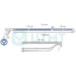 Контур дыхательный с обогревом линии вдоха, неонатальный, гофрированный, 10 мм Hi-iNFLOW, в составе: трубка вдоха с линией обогрева с доп. сегментом