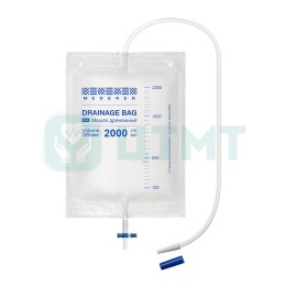 Мешок дренажный c Т-образным краном , объем 2000 мл, длина соединительной трубки 1000 мм, диаметр соединительной трубки 8,0 мм