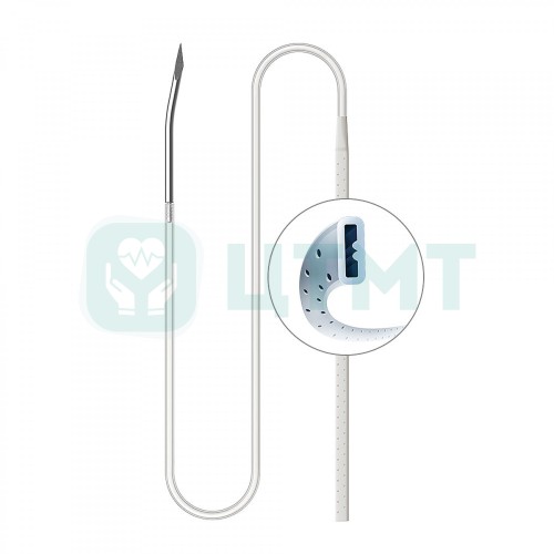 Трубка дренажная медицинская одноразовая силиконовая круглая с пазами со стилетом 24 Fr с коннектором