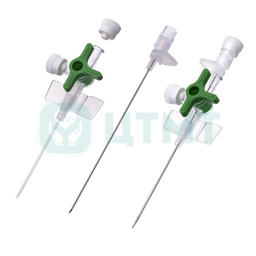 Катетер внутривенный со встроенным трехходовым запорным краном, 20G