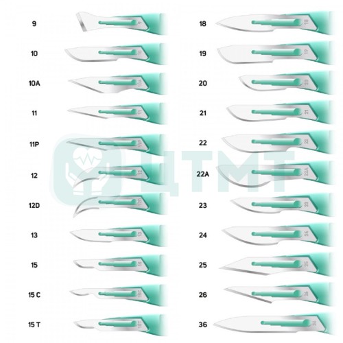 Скальпель одноразовый хирургический, лезвие из нержавеющей стали № 20, 10 шт
