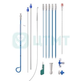 Набор для нефростомии: Катетер J-типа 8 Fr, Струна Лундерквист; Дилататоры, Игла пункционная