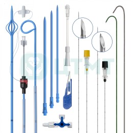 Набор для перкутанной нефростомии: Катетер нефростомический "Pigtail" 8Fr, с гидрофильным покрытием, со струнным замком; Иглы; Дилататор; Струна