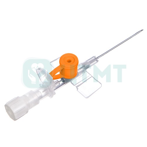 Катетер в/в с доп. портом и крылышками 14Gx45 мм, тефлон, POLYFLON, 4 р/к полосы