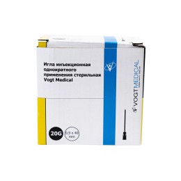 Игла инъекционная 20G (0,9 x 40 мм), тонкая, стерильная