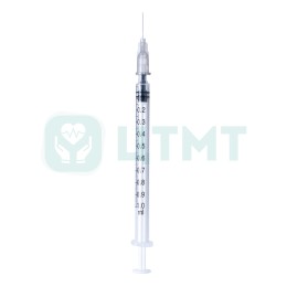 Шприц 3-комп, одноразовый, 1 мл, игла 27G x ½" (0,4 x13), Luer Slip, стерильный